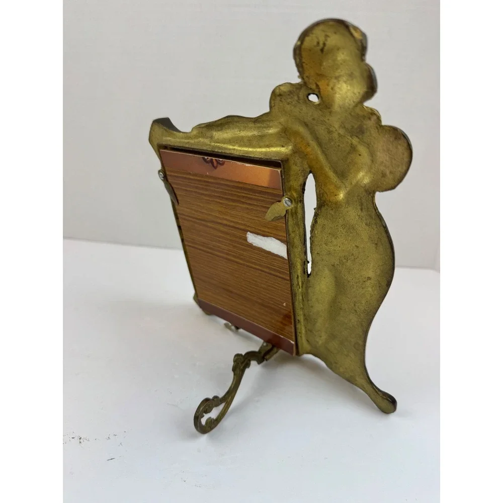 Vintage Art Nouveau Bronze Metal Woman Picture Frame Ornate Belle Epoque Style
